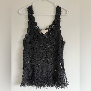Anthropologie HWR. Black Boho Crocheted Sleeveless Tank Top. Size medium.